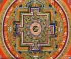 Bir mandala Hinduizm ve Budizm manevi ve ritüel bir semboldür. Bu görüntüde bir mandala Tibet